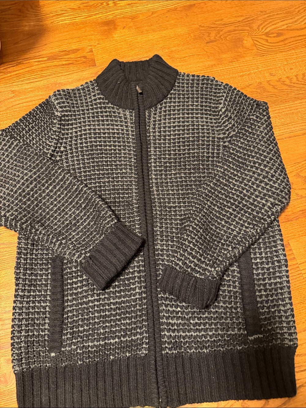 Kenneth Cole black grey wool blend full zip cardigan sweater - size XXL